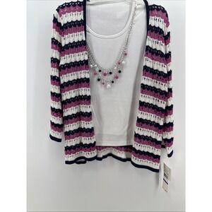 Alfred‎ Dunner Bon Voyage 3/4-Sleeve Layered Sweater Sizes PXL